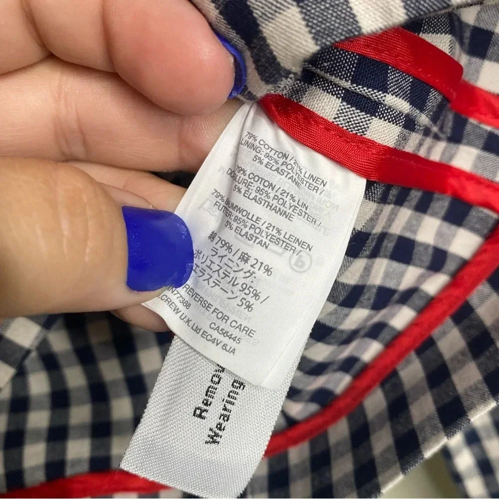 J. Crew White Blue Gingham Moto Motorcycle Jacket Size 2